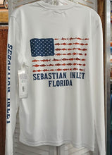 Load image into Gallery viewer, Lakeshirts Altered Lattitude Mens American Flag SPF 50 LS
